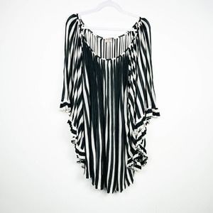 Lotta Stensson Peace Black & White Stripe Cover-Up Tunic Blouse Size Large